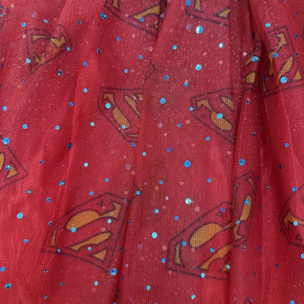 DC Superheroes Supergirl YL Costume Cosplay Dress, Belt, Cape & Armbands